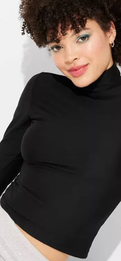 Black Soft Turtleneck Top