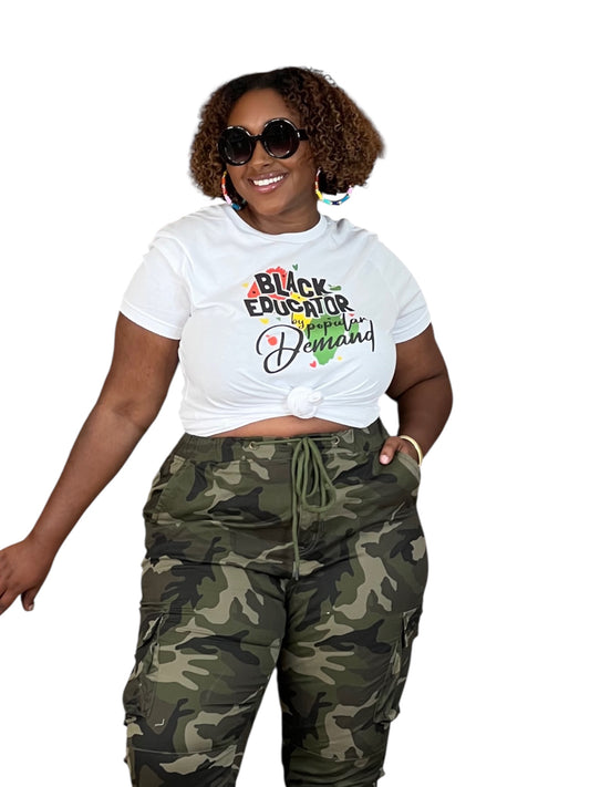 Black Educator White Tee Shirt
