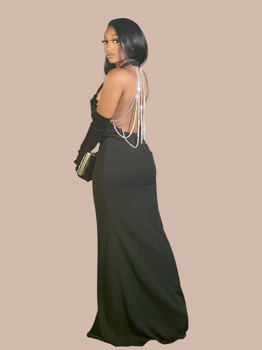 Only For One Night Holiday Gown-Black