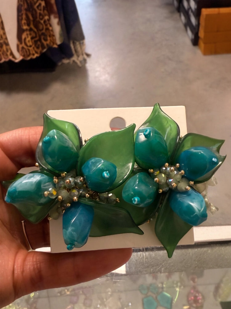 Dainty Flowers (Green/teal) Earrings Alc