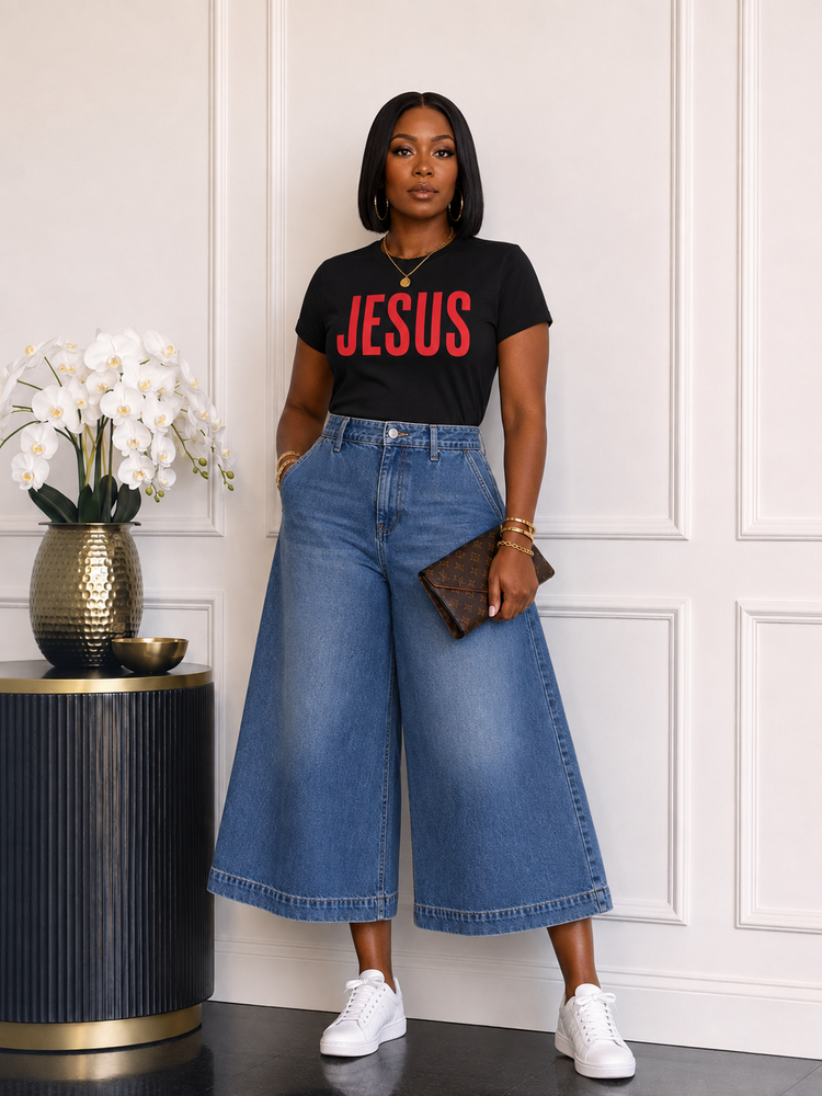 Jesus Graphic Tee Shirt Reg/Plus-Black/Red