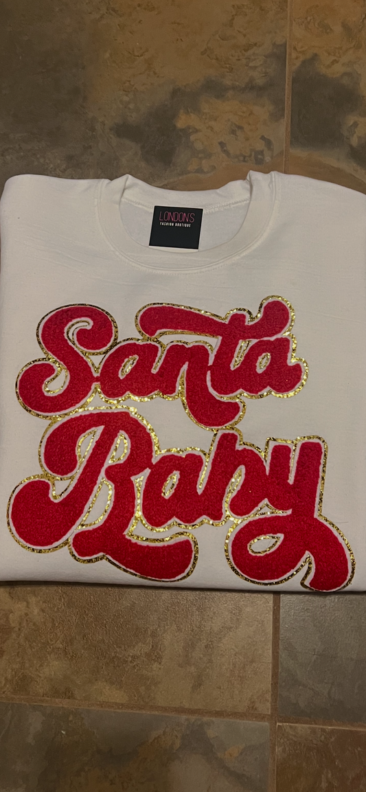 Santa Baby Patch Sweatshirt-White (Next Preorder for Tuesday 12/24)