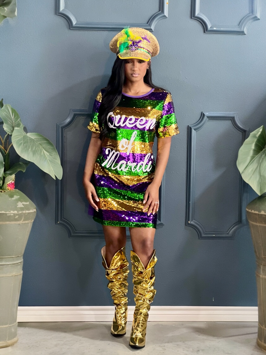 Queen Of Mardi Gras Shirt Dress