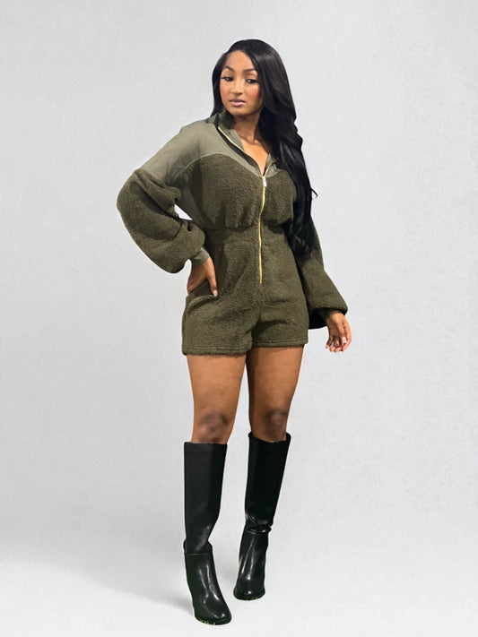 Seasonal Romper-Olive