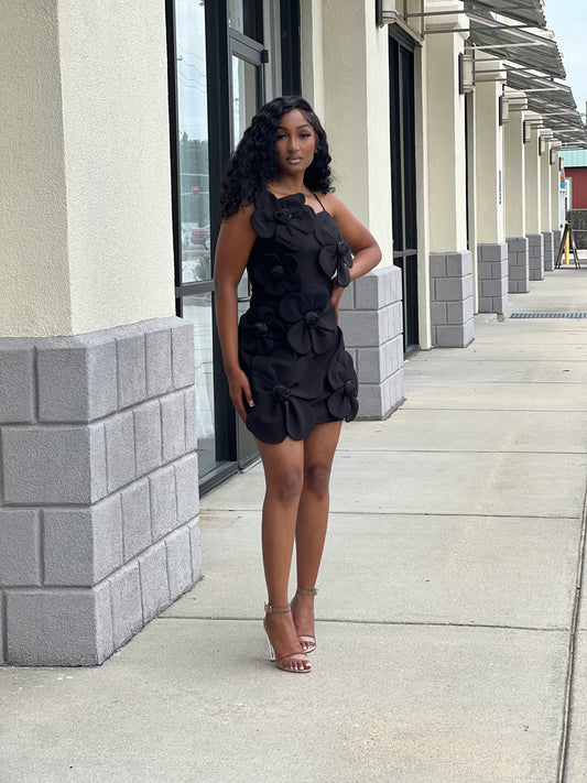Just A Petal Dress-Black