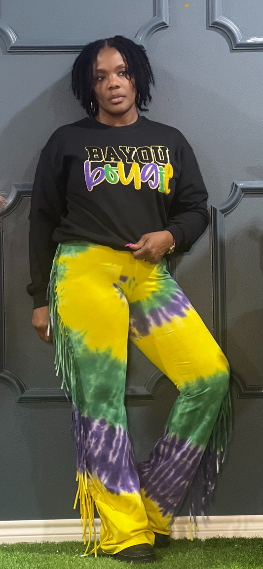 Mardi Gras Bayou Bougie Patch Sweatshirt-Black