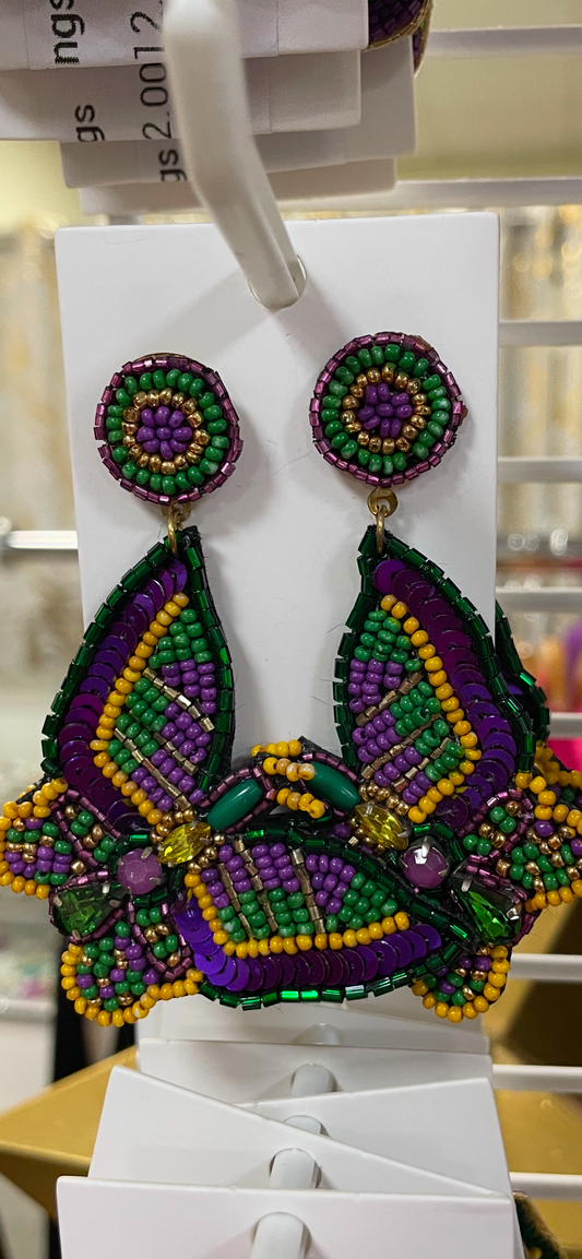 Mardi Gras Earrings-Butterfly