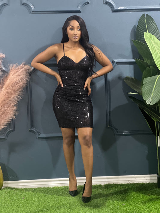 Simply Love Valentines Collection-Lisa Sequin Dress (Black)