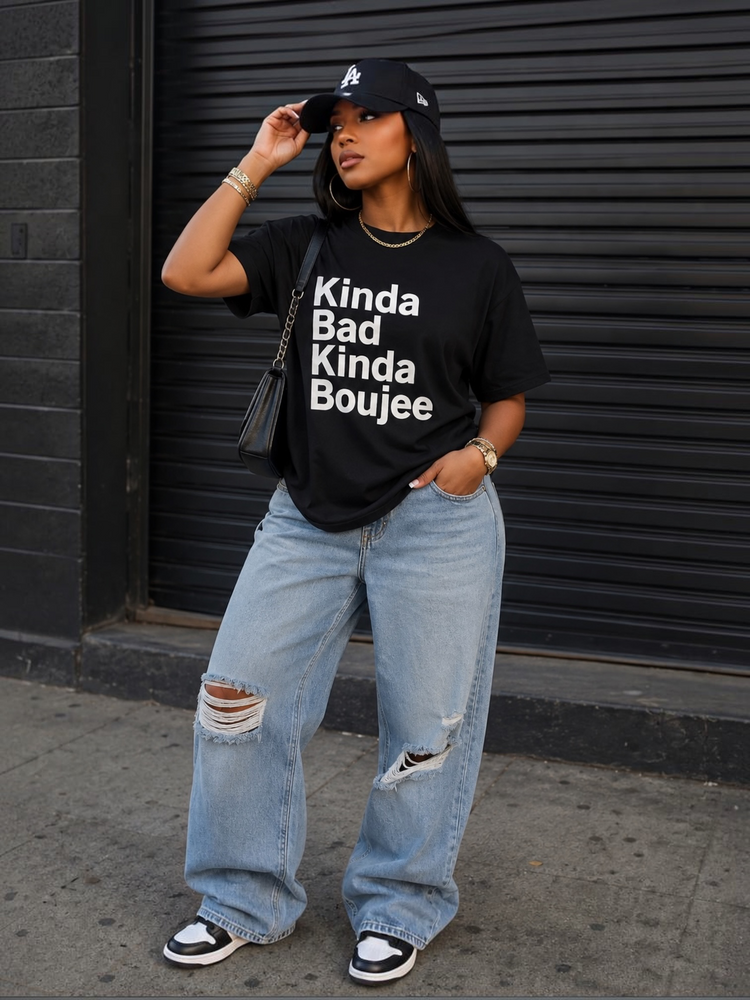 Kinda Bad Kinda Boujee Tee Shirt Alc-Black
