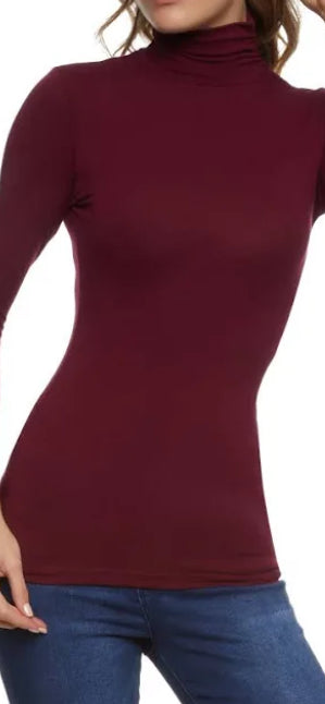 Burgundy Soft Turtleneck Top