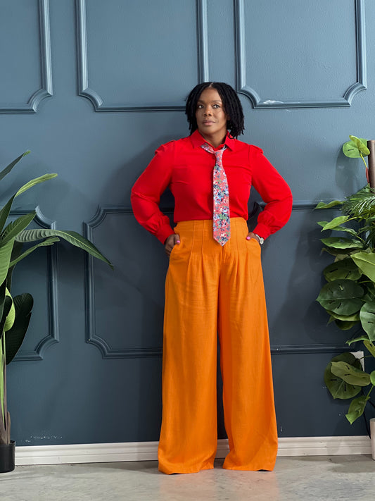 Something New Linen Pants-Orange