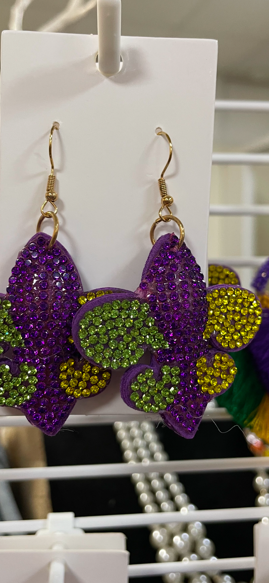 Mardi Gras Earrings-Puff Fleur de lis