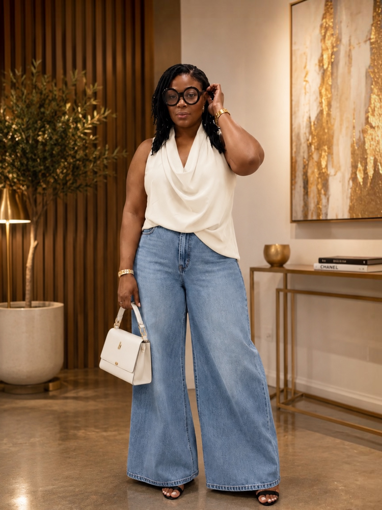 Off White Draped Blouse Top