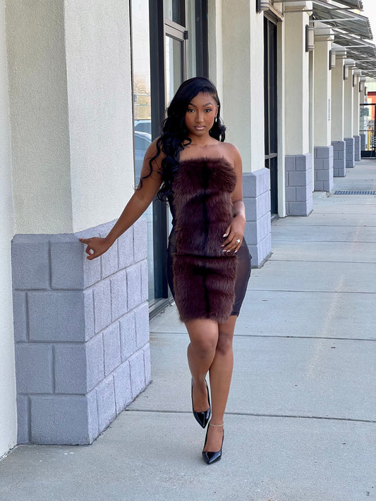 Strapless Fur Dress