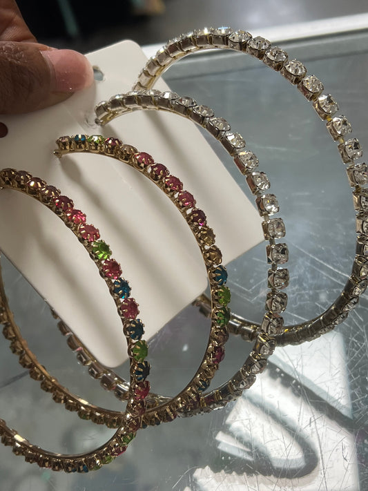 Large Stone Hoop Earrings (2 colors)