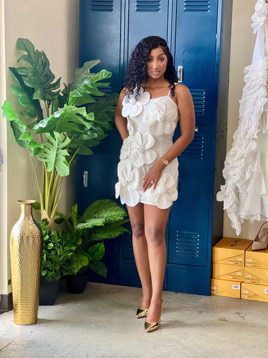 Just A Petal Dress-Off White