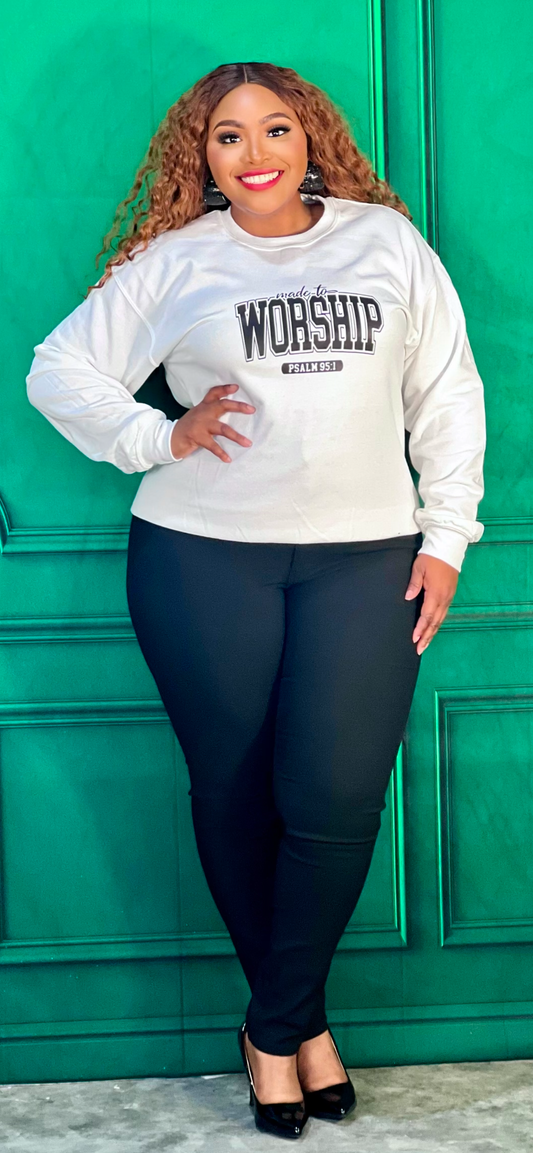 Made To Worship Psalm 95:1 Sweatshirt-White