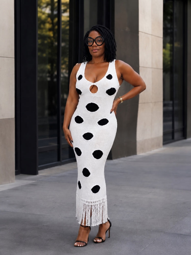 Sway Polka Dot Maxi Dress (white)