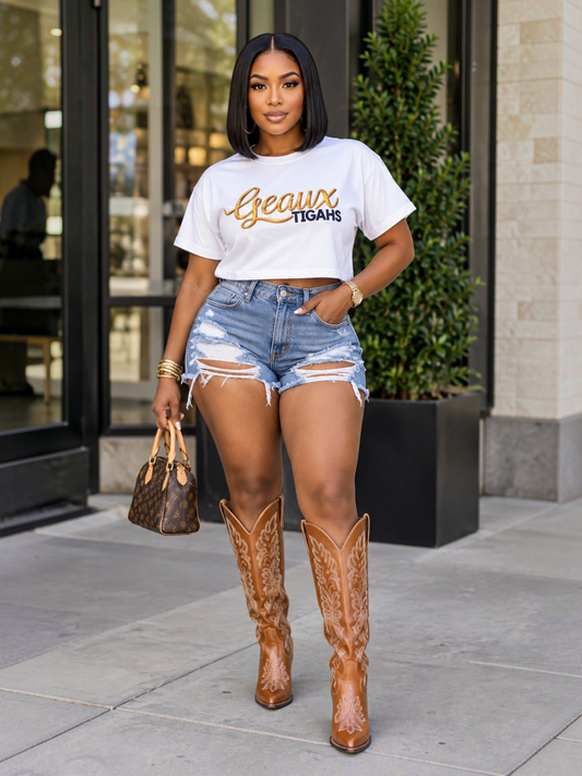 Geaux Tigahs Crop Tee Shirt