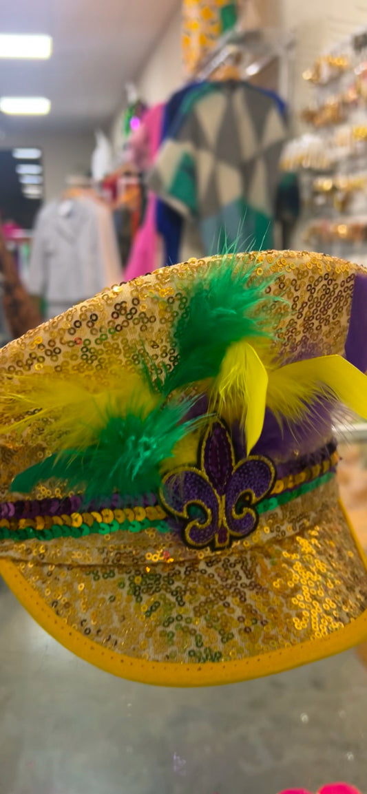 Mardi Gras Gold Sequin Captain Hat