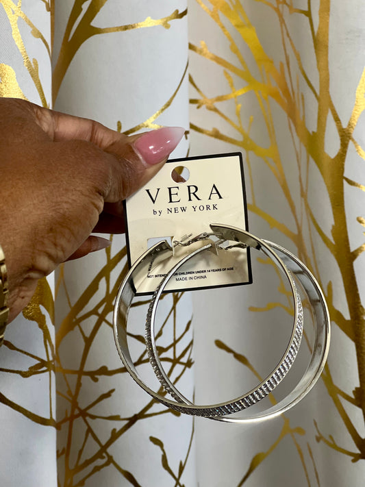 Clear Stone Hoop Earrings