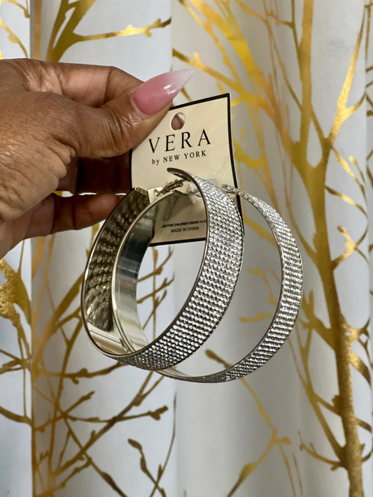 Clear Stone Hoop Earrings