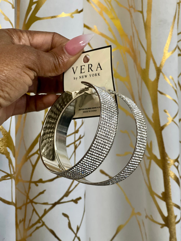 Clear Stone Hoop Earrings