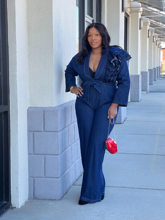 Ruffle My Shoulder Jumpsuit Reg/Plus