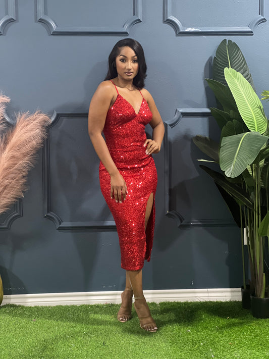 Simply Love Valentines Collection-Lola Sequin Dress (Red)