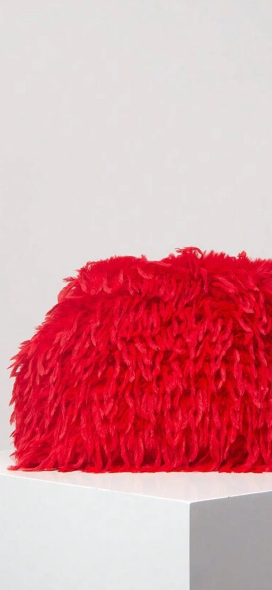 Fuzzy Red Clutch Handbag