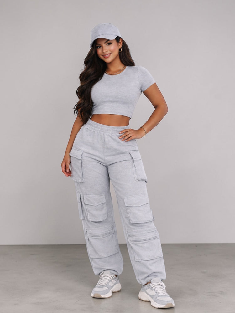 Sporty Crop Cargo Set
