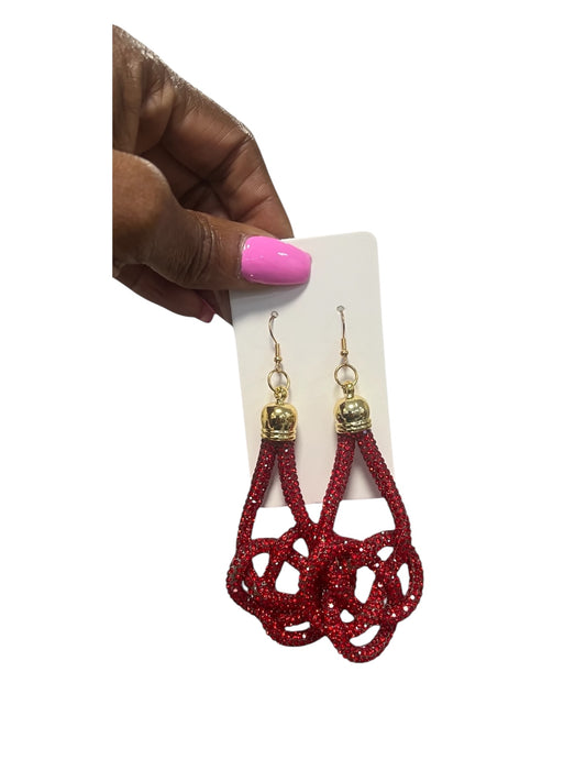Twisted Elegant Earrings Red