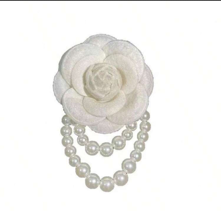 White Rose Pearl Brooch