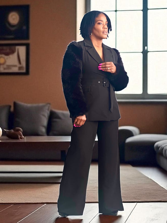 Black Sophisticated Boss Lady Suit Set