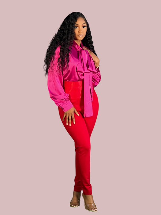 Red Sophia Tuxedo Pants