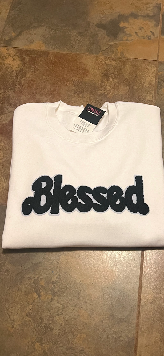 Blessed Patch Sweatshirt-White (Preorders allow 24hrs)