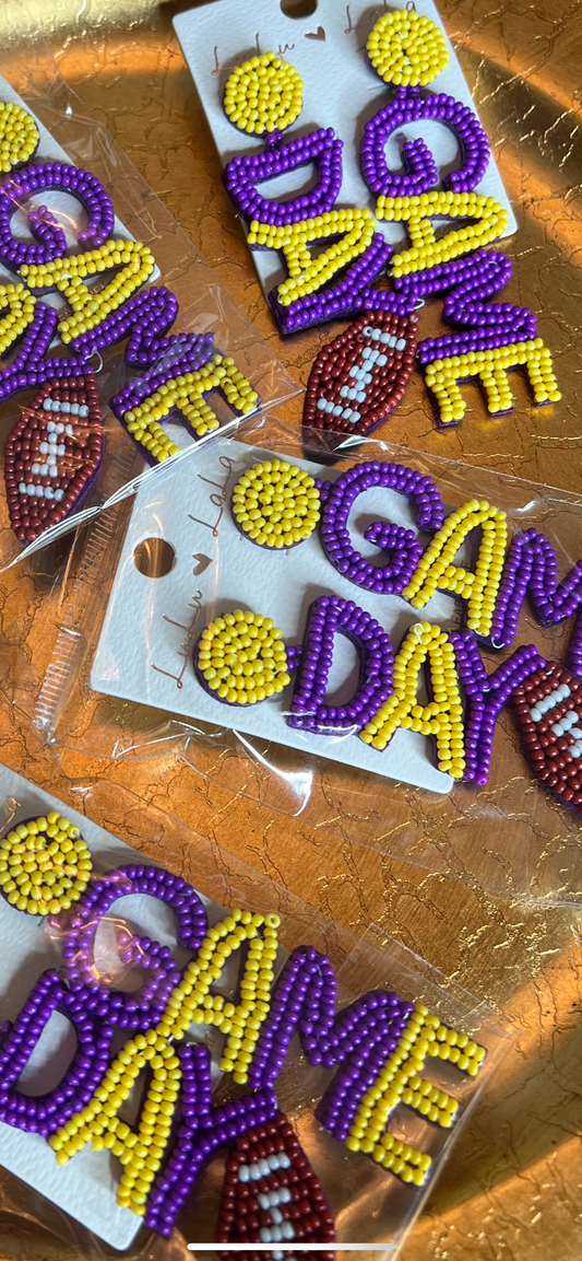 Purple Gold Game Day Earrings