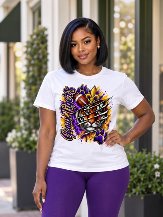 Geaux Tigers Tee Shirt-White
