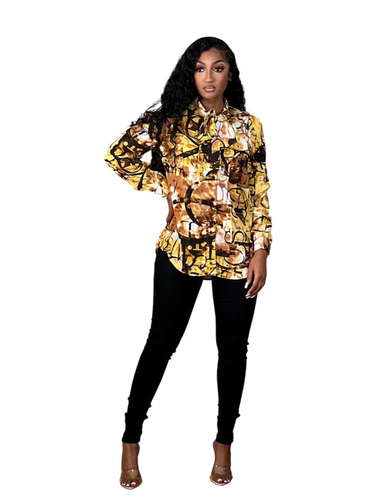 Lettering Fall Blouse Top