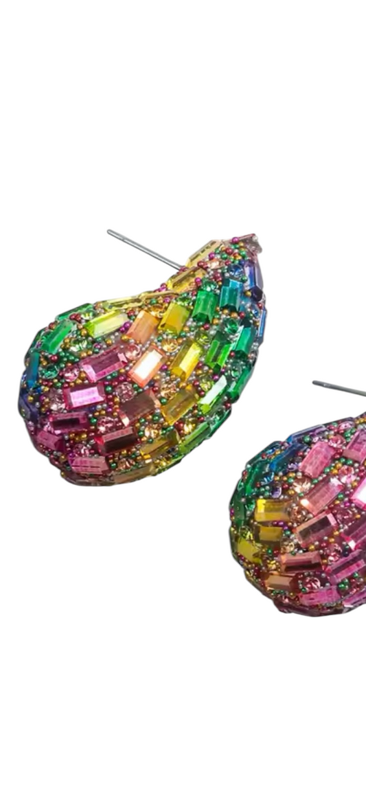 Mardi Gras Teardrop Earrings