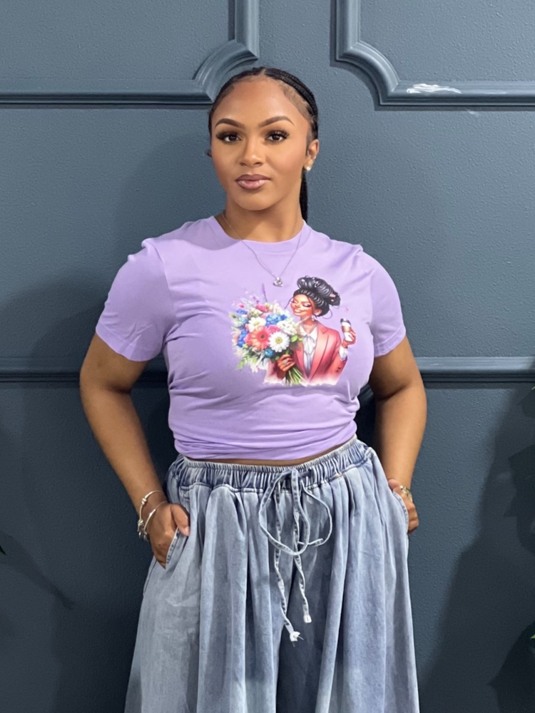 Black Coffee Tee Shirt-Lavender