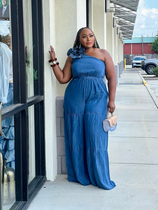 One Drama Shoulder Jumpsuit Plus