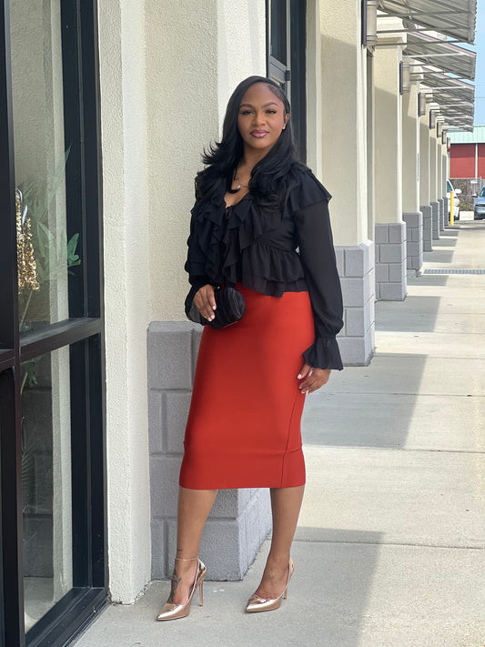 Brown Midi Bandage Skirt