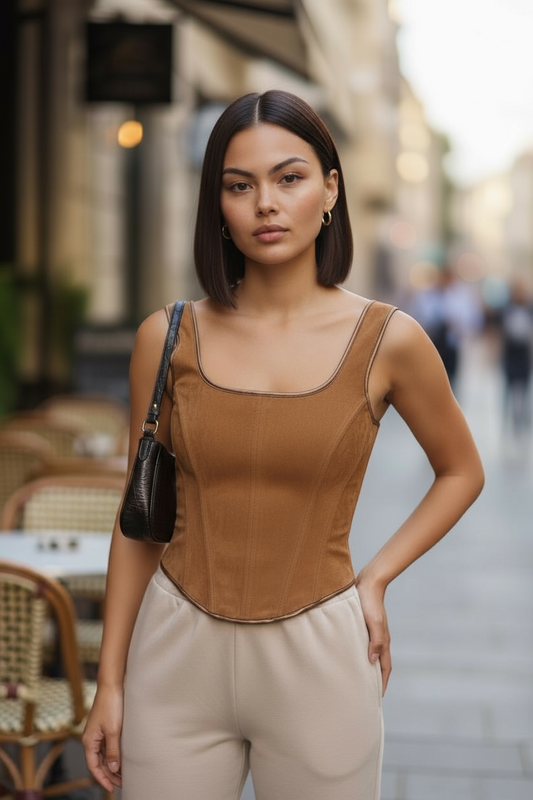 Solid Suede Tank Bralette Top