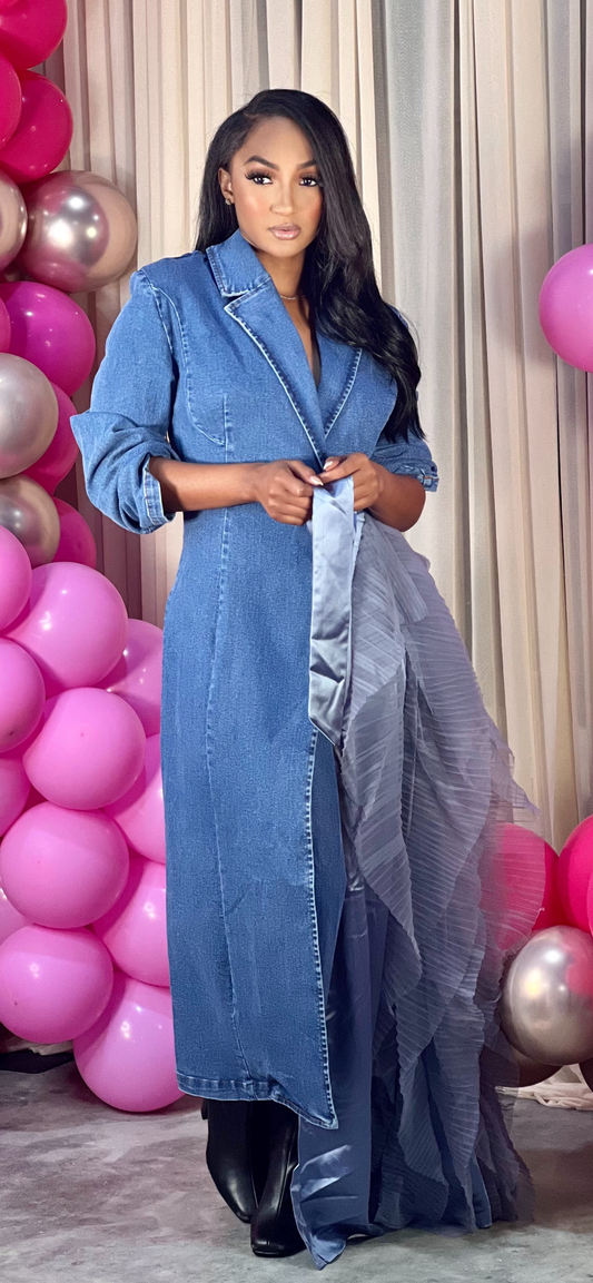 The Dramatic Denim Maxi Blazer