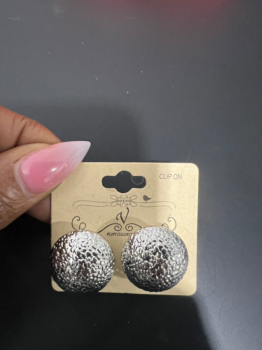 Silver Clip Stud Earrings