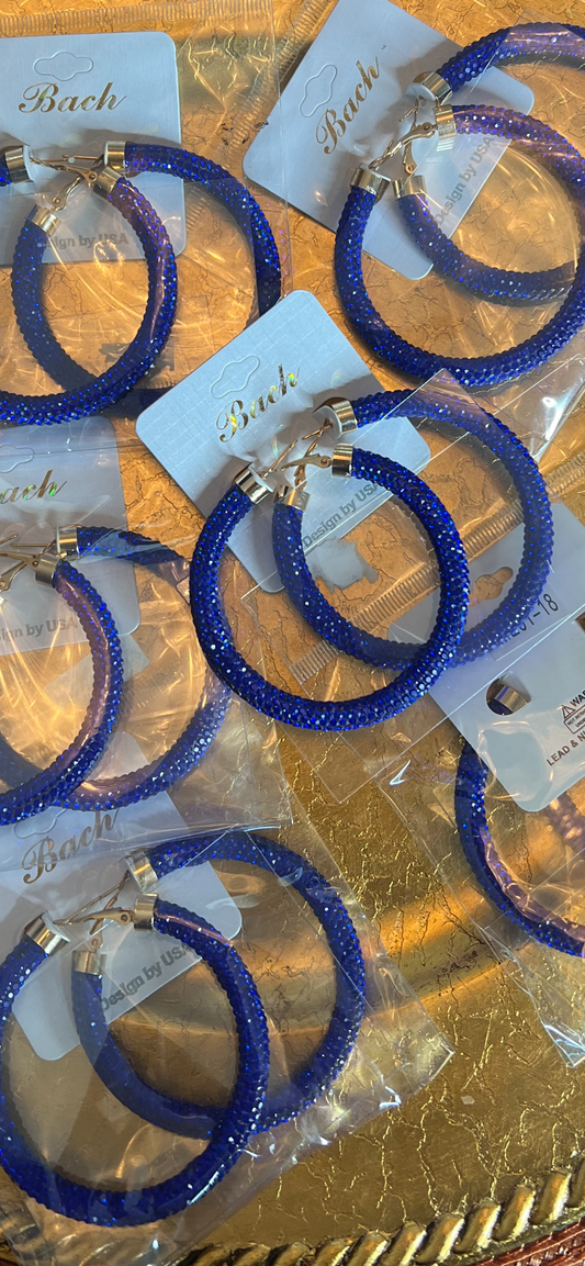 Elegant Hoop Earrings-Royal Blue