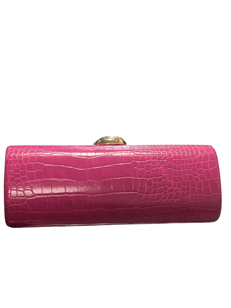 Pink Croc Clutch Handbag