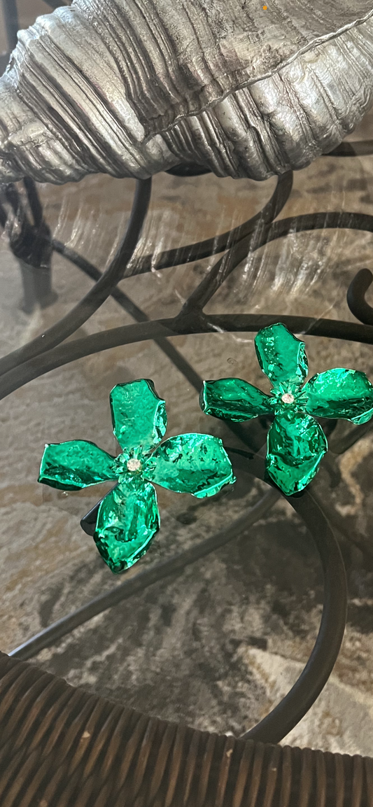 Green Petal Earrings