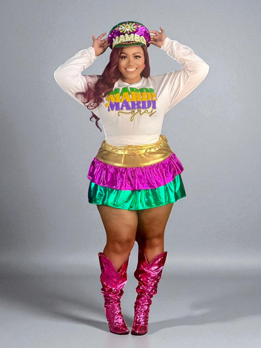 Mardi Gras Foil Skirt Plus